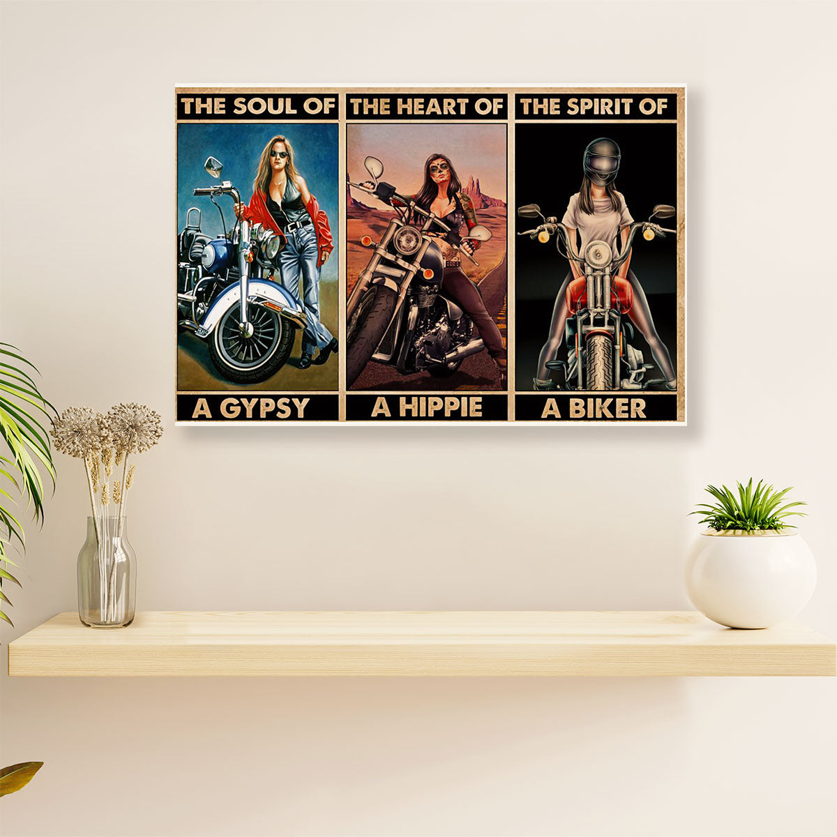 Metal Motorcycle Poster Wall Art Prints | Soul of Gypsy | Home Decor Gift for Biker