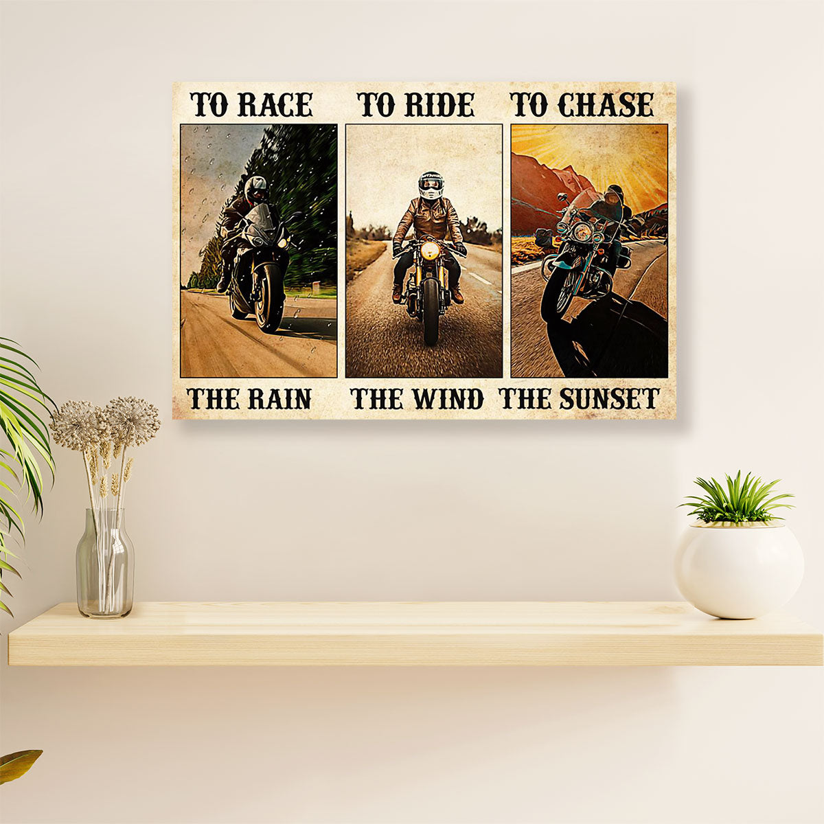 Metal Motorcycle Poster Wall Art Prints | Ride The Wind | Home Decor Gift for Biker