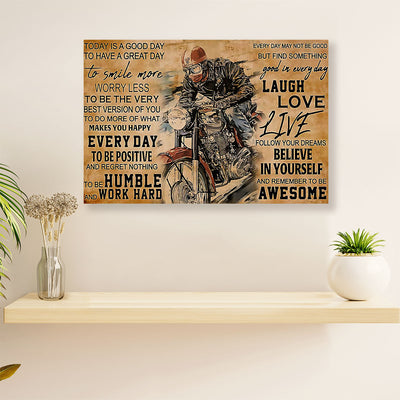 Metal Motorcycle Poster Wall Art Prints | Humble & Work Hard | Home Decor Gift for Biker