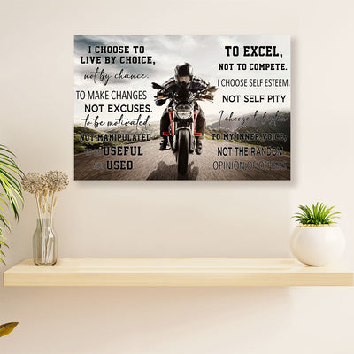 Metal Motorcycle Poster Wall Art Prints | Live By Choice | Home Decor Gift for Biker