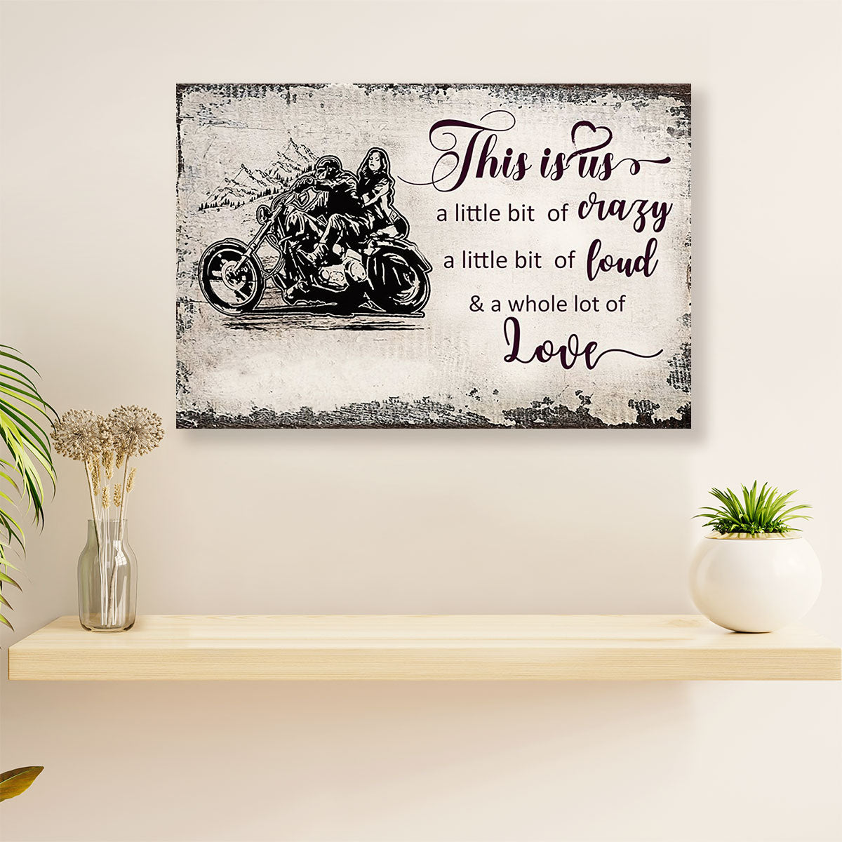 Metal Motorcycle Poster Wall Art Prints | Couple Biker | Home Decor Gift for Biker