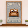 Funny Cute Cat Poster Wall Art Prints | Cornish Rex in Bed | Home Decor Gift for Cat Lover