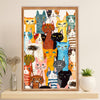 Funny Cute Cat Poster Wall Art Prints | Colorful Multi Cat | Home Decor Gift for Cat Lover