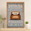 Funny Cute Cat Poster Wall Art Prints | Scotish Fold in Bed | Home Decor Gift for Cat Lover