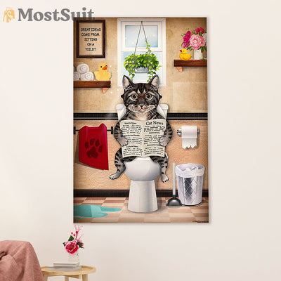 Funny Cute Cat Poster Wall Art Prints | Cat in Toilet | Home Decor Gift for Cat Lover