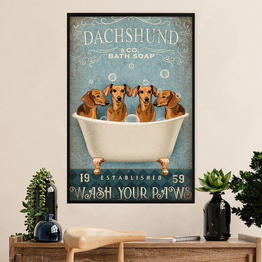 Funny Cute Dachshund Canvas Wall Art Print | Dachshund Bath Soap | Gift for Dachshund Dog Puppies Lover