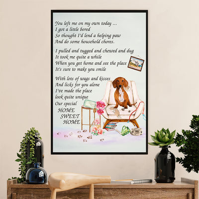 Funny Cute Dachshund Canvas Wall Art Print | Home Sweet Home | Gift for Dachshund Dog Puppies Lover