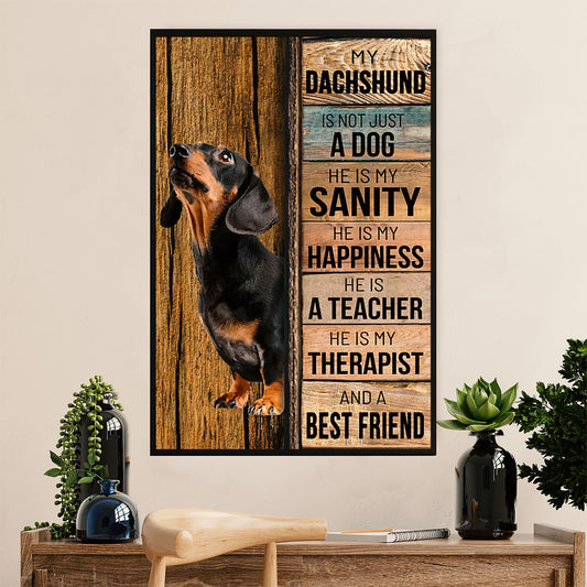 Funny Cute Dachshund Canvas Wall Art Print | Best Friend | Gift for Dachshund Dog Puppies Lover