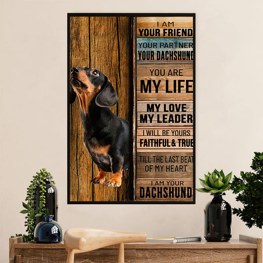 Funny Cute Dachshund Canvas Wall Art Print | My Leader | Gift for Dachshund Dog Puppies Lover