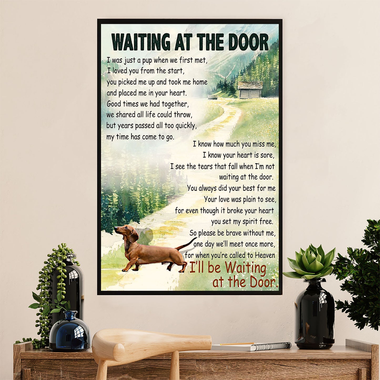 Funny Cute Dachshund Canvas Wall Art Print | Memorial Dachshund | Gift for Dachshund Dog Puppies Lover