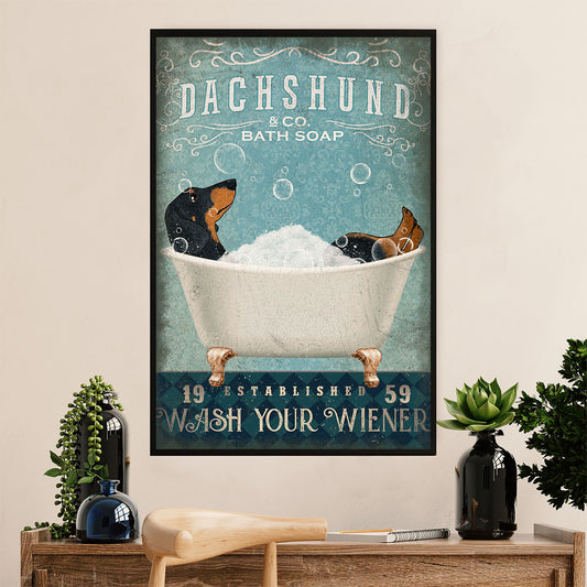 Funny Cute Dachshund Canvas Wall Art Print | Bath Soap | Gift for Dachshund Dog Puppies Lover