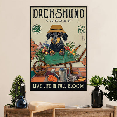 Funny Cute Dachshund Poster Wall Art Print | Dog Garden | Gift for Dachshund Dog Puppies Lover