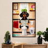 Funny Cute Dachshund Canvas Wall Art Print | Dachshund in Toilet | Gift for Dachshund Dog Puppies Lover