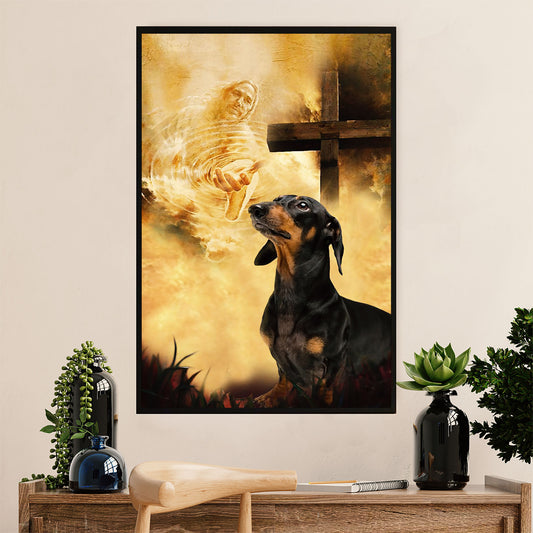 Funny Cute Dachshund Canvas Wall Art Print | God's Hands | Gift for Dachshund Dog Puppies Lover