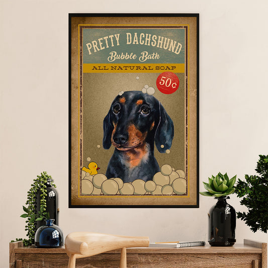 Funny Cute Dachshund Canvas Wall Art Print | Bubble Bath | Gift for Dachshund Dog Puppies Lover