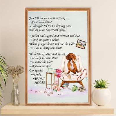Funny Cute Dachshund Canvas Wall Art Print | Home Sweet Home | Gift for Dachshund Dog Puppies Lover