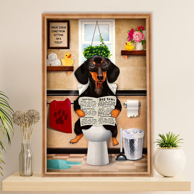 Funny Cute Dachshund Poster Wall Art Print | Dachshund in Toilet | Gift for Dachshund Dog Puppies Lover