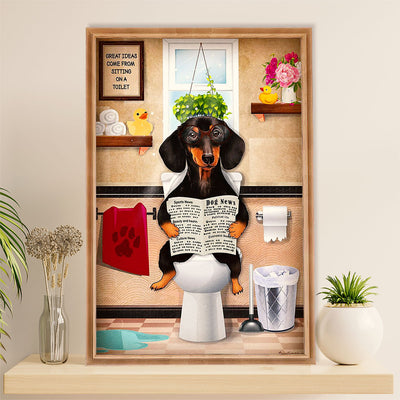 Funny Cute Dachshund Canvas Wall Art Print | Dachshund in Toilet | Gift for Dachshund Dog Puppies Lover