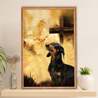 Funny Cute Dachshund Canvas Wall Art Print | God's Hands | Gift for Dachshund Dog Puppies Lover