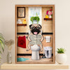 Funny Cute Pug Canvas Wall Art Print | Pug in Toilet | Gift for Pug Dog Puppies Lover