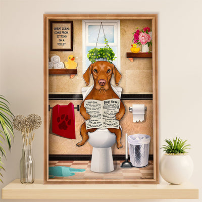 Funny Cute Dachshund Canvas Wall Art Print | Dog in Toilet | Gift for Dachshund Dog Puppies Lover