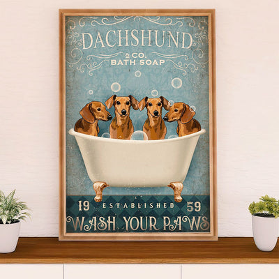 Funny Cute Dachshund Poster Wall Art Print | Dachshund Bath Soap | Gift for Dachshund Dog Puppies Lover