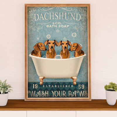 Funny Cute Dachshund Canvas Wall Art Print | Dachshund Bath Soap | Gift for Dachshund Dog Puppies Lover