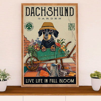 Funny Cute Dachshund Poster Wall Art Print | Dog Garden | Gift for Dachshund Dog Puppies Lover