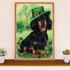 Funny Cute Dachshund Canvas Wall Art Print | St.Patrick's Day | Gift for Dachshund Dog Puppies Lover