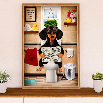 Funny Cute Dachshund Poster Wall Art Print | Dachshund in Toilet | Gift for Dachshund Dog Puppies Lover