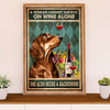 Funny Cute Dachshund Canvas Wall Art Print | Woman Loves Wine & Dachshund | Gift for Dachshund Dog Puppies Lover