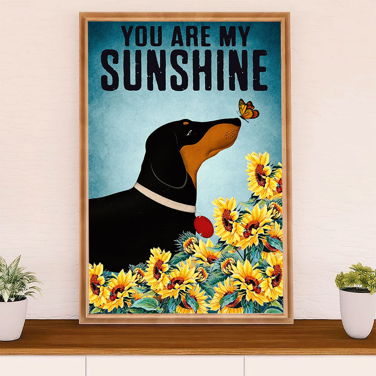 Funny Cute Dachshund Canvas Wall Art Print | My Sunshine | Gift for Dachshund Dog Puppies Lover