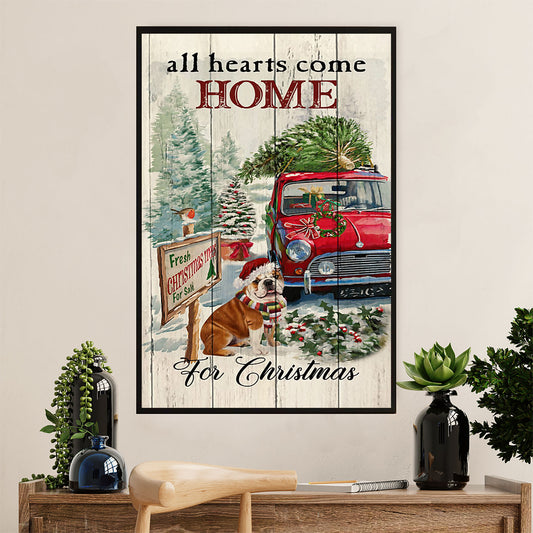 English Bulldog Canvas Wall Art | Dog Christmas Tree | Gift for British Bulldog Puppies Lover