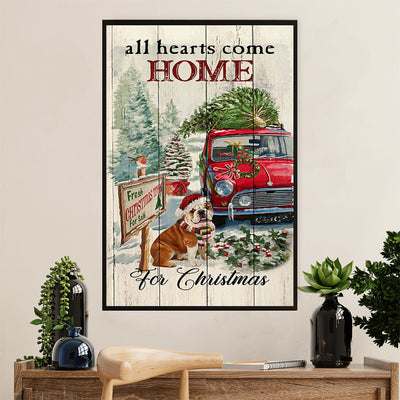 English Bulldog Canvas Wall Art | Dog Christmas Tree | Gift for British Bulldog Puppies Lover