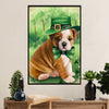 English Bulldog Canvas Wall Art | St.Patrick's Day | Gift for British Bulldog Puppies Lover
