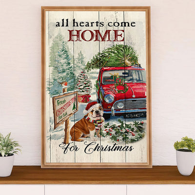 English Bulldog Canvas Wall Art | Dog Christmas Tree | Gift for British Bulldog Puppies Lover