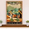 English Bulldog Poster Wall Art | Camping Life | Gift for British Bulldog Puppies Lover