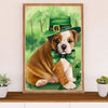 English Bulldog Poster Wall Art | St.Patrick's Day | Gift for British Bulldog Puppies Lover