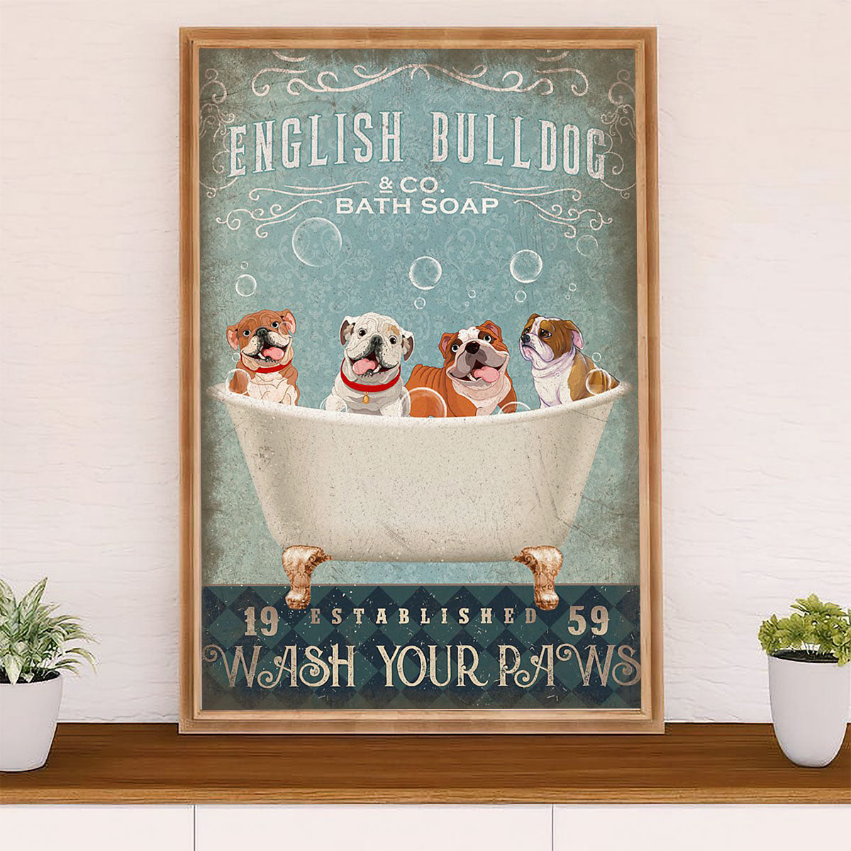 English Bulldog Canvas Wall Art | Dog Bath Soap | Gift for British Bulldog Puppies Lover
