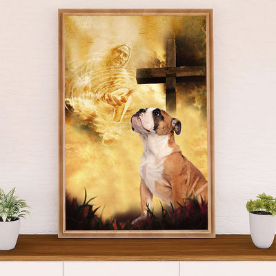 English Bulldog Canvas Wall Art | God's Hands | Gift for British Bulldog Puppies Lover