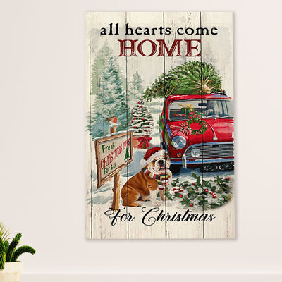 English Bulldog Canvas Wall Art | Dog Christmas Tree | Gift for British Bulldog Puppies Lover