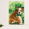 English Bulldog Canvas Wall Art | St.Patrick's Day | Gift for British Bulldog Puppies Lover