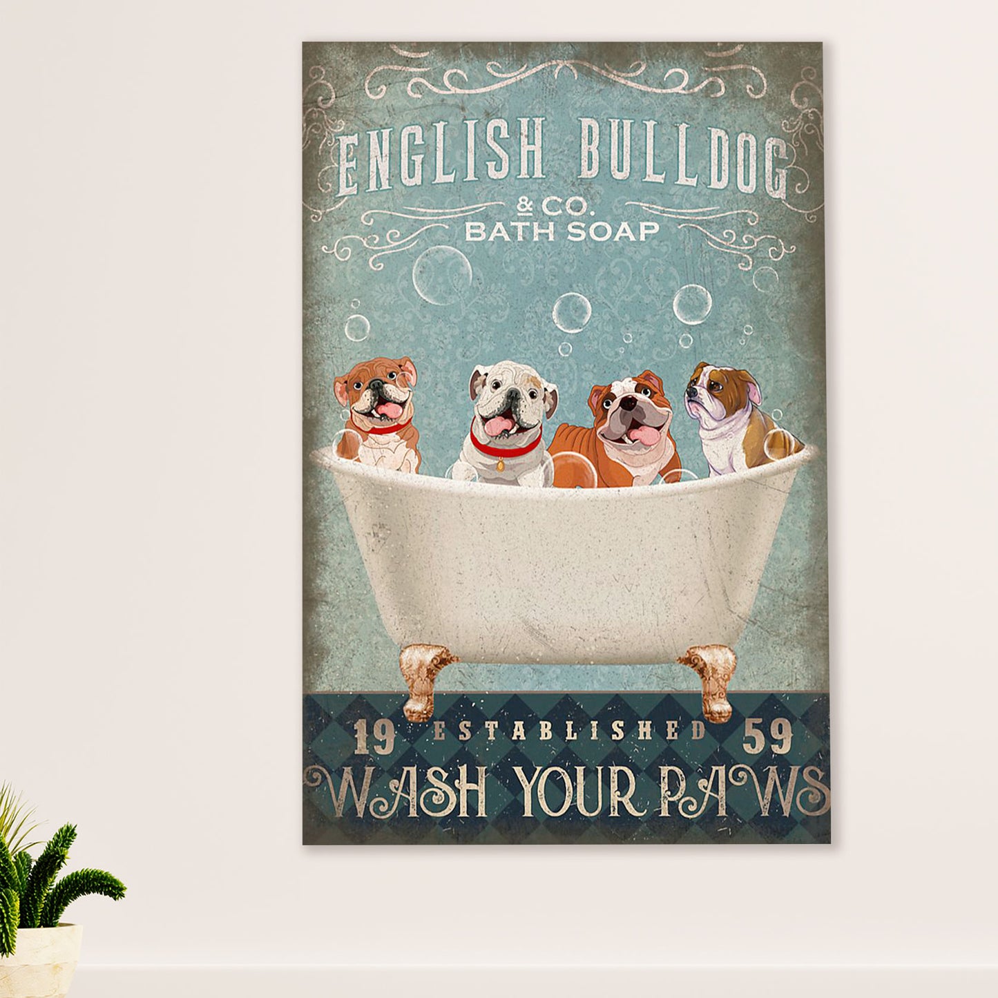 English Bulldog Canvas Wall Art | Dog Bath Soap | Gift for British Bulldog Puppies Lover