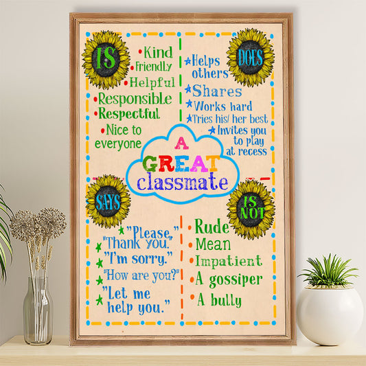 Teacher Classroom Poster A Great Classmate | Student Wall Art Back to School Gift for Teacher
