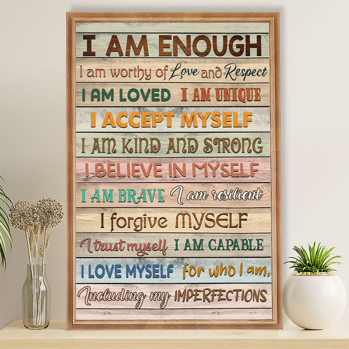 Teacher Classroom Poster I Am Enough | Student Wall Art Back to School Gift for Teacher