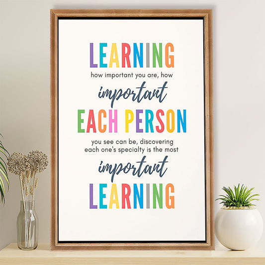 Teacher Classroom Poster Learning How Important You Are | Student Wall Art Back to School Gift for Teacher