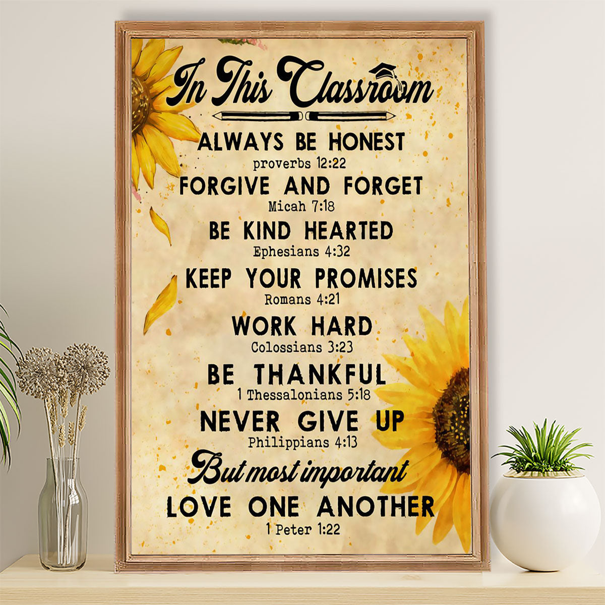 Teacher Classroom Poster In This Classroom Always Be Honest | Student Wall Art Back to School Gift for Teacher