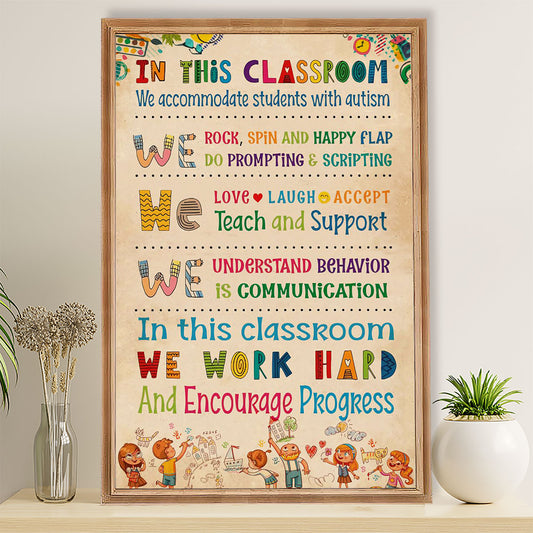 Teacher Classroom Poster In This Classroom We Work Hard | Student Wall Art Back to School Gift for Teacher