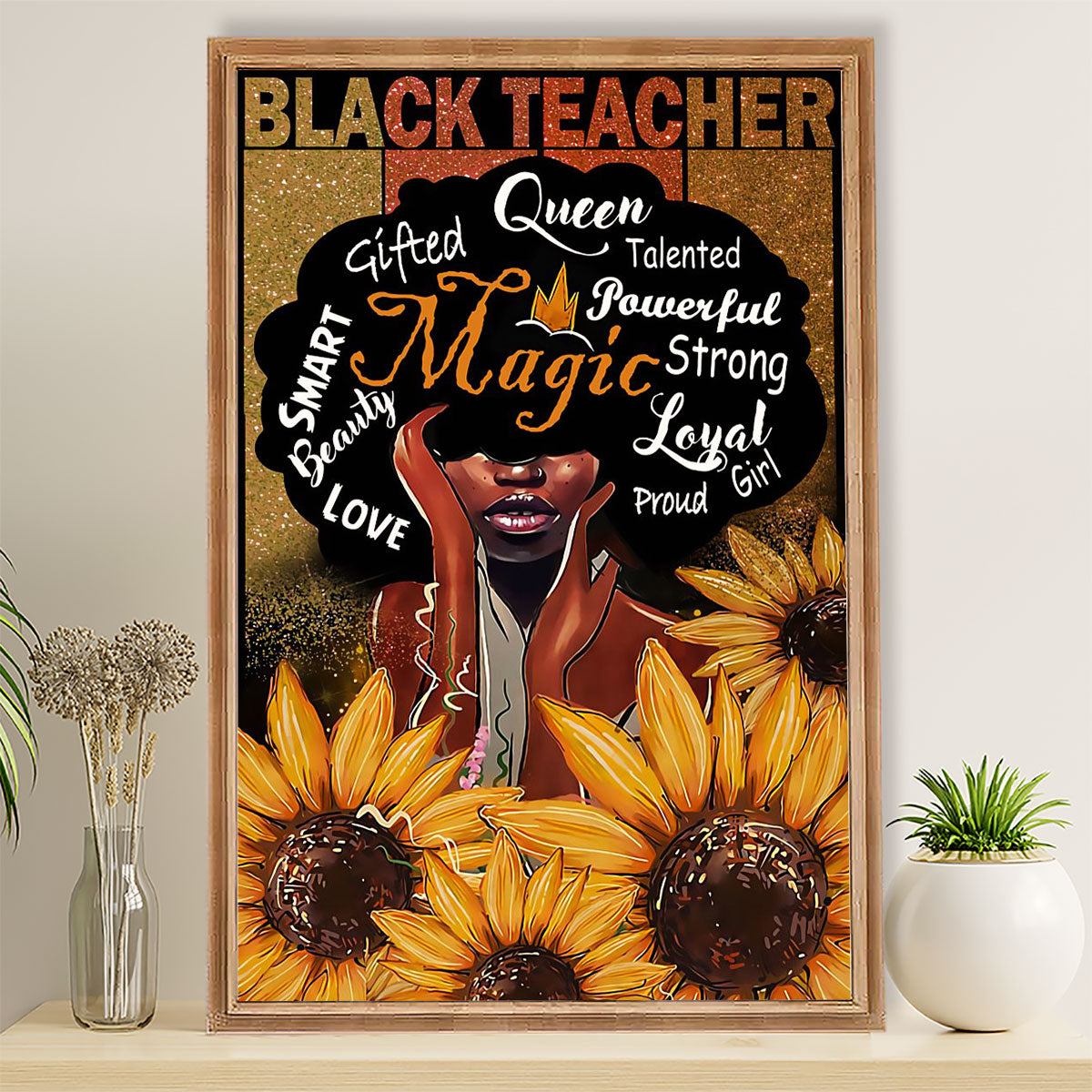 Teacher Classroom Poster Black Teacher | Student Wall Art Back to School Gift for Teacher