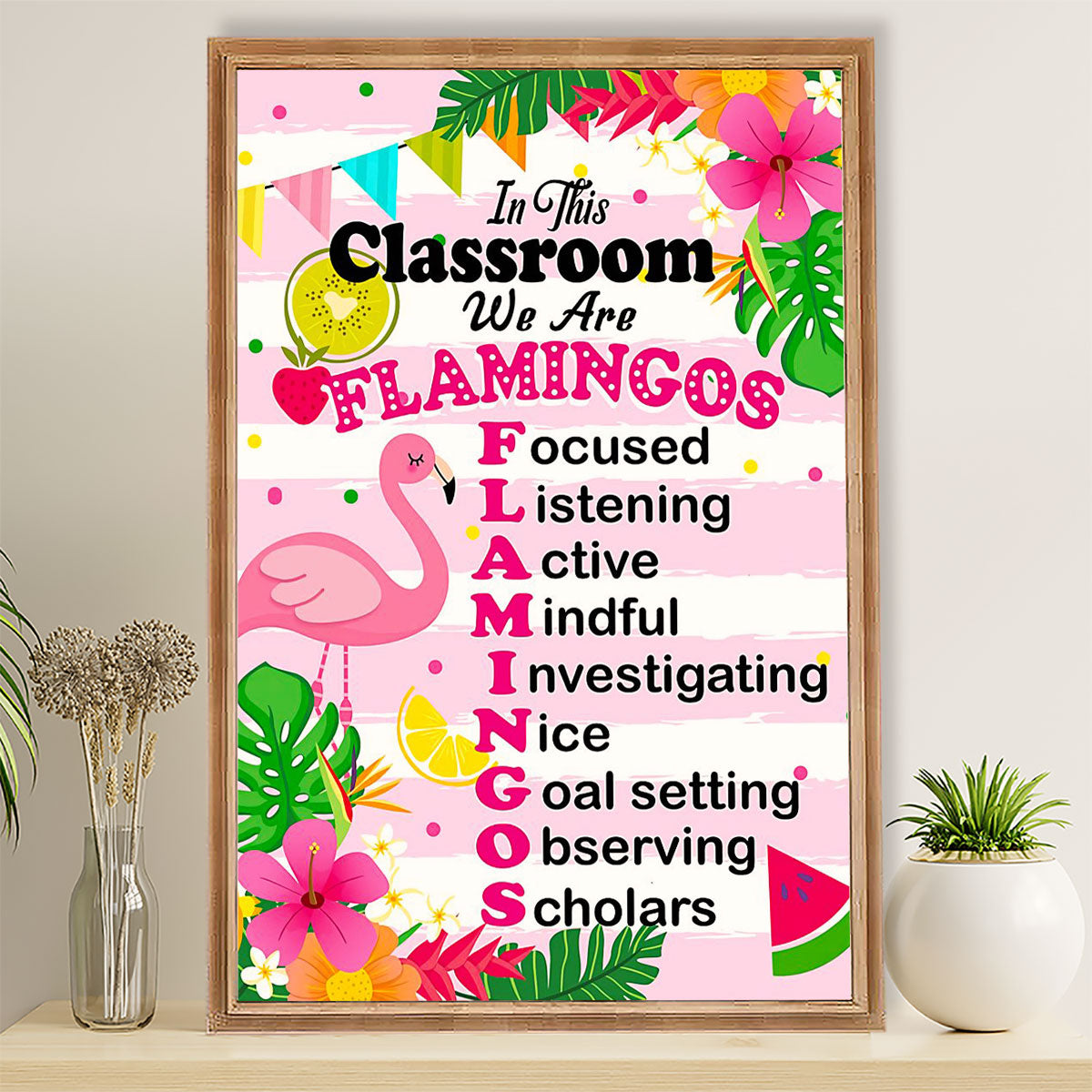Teacher Classroom Poster In This Classroom We Are Flamingos | Student Wall Art Back to School Gift for Teacher